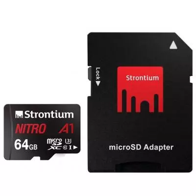 Карта памяти Strontium Flash 64GB microSDXC class 10 UHS-1 U3 (SRN64GTFU3A1A)