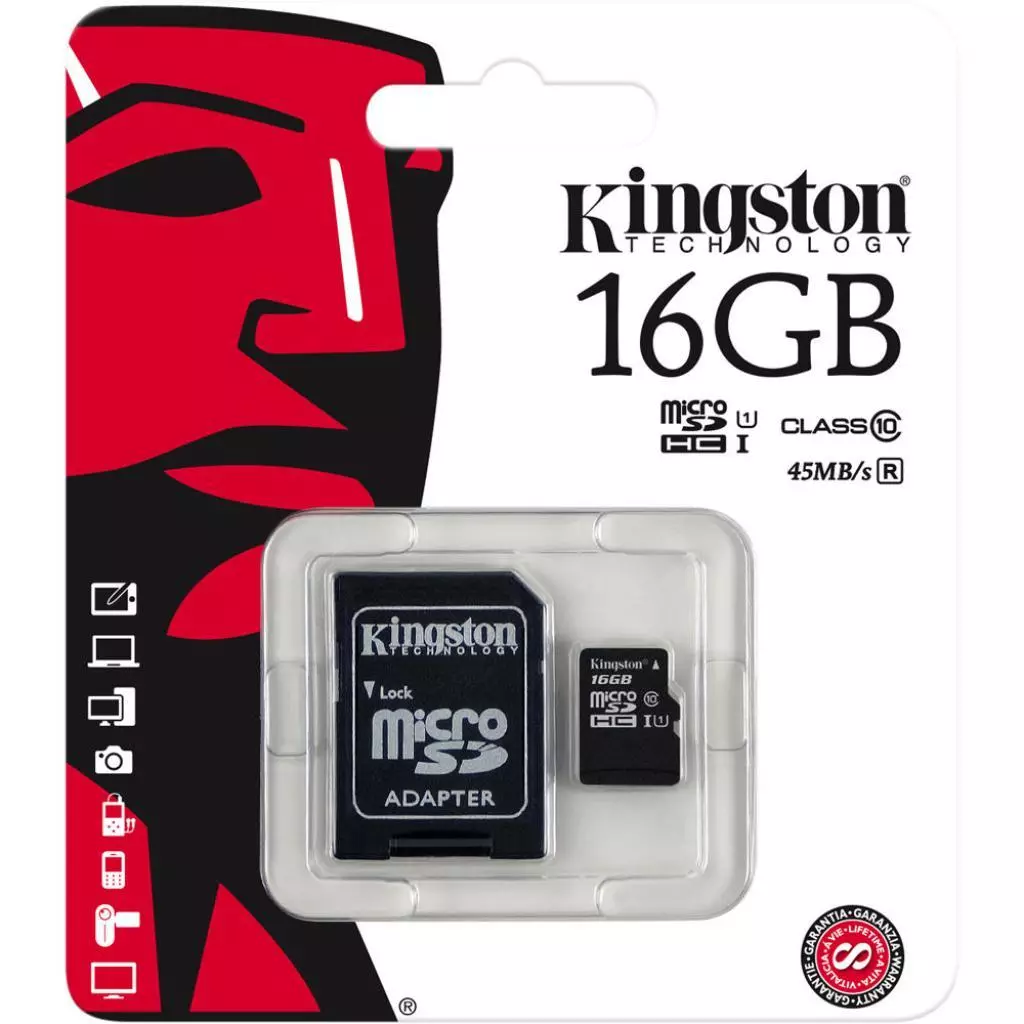 Карта памяти Kingston 16GB microSDHC Class 10 UHS-I (act_SDC10G2/16GB) - 2 Карта памяти Kingston 16GB microSDHC Class 10 UHS-I (act_SDC10G2/16GB) - 2