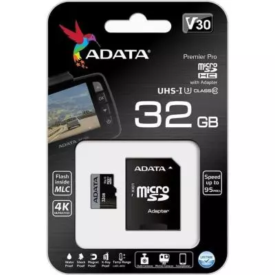 Карта памяти ADATA 32GB microSD class 10 UHS-I U3 A1 (AUSDH32GUI3V30SA1-RA1) - 3 Карта памяти ADATA 32GB microSD class 10 UHS-I U3 A1 (AUSDH32GUI3V30SA1-RA1) - 3