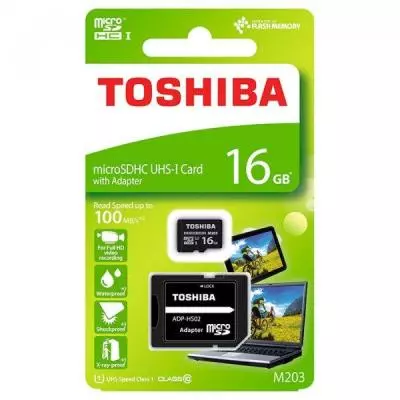 Карта памяти Toshiba 16GB microSD class 10 USH-I U1 (THN-M203K0160EA) - 2 Карта памяти Toshiba 16GB microSD class 10 USH-I U1 (THN-M203K0160EA) - 2