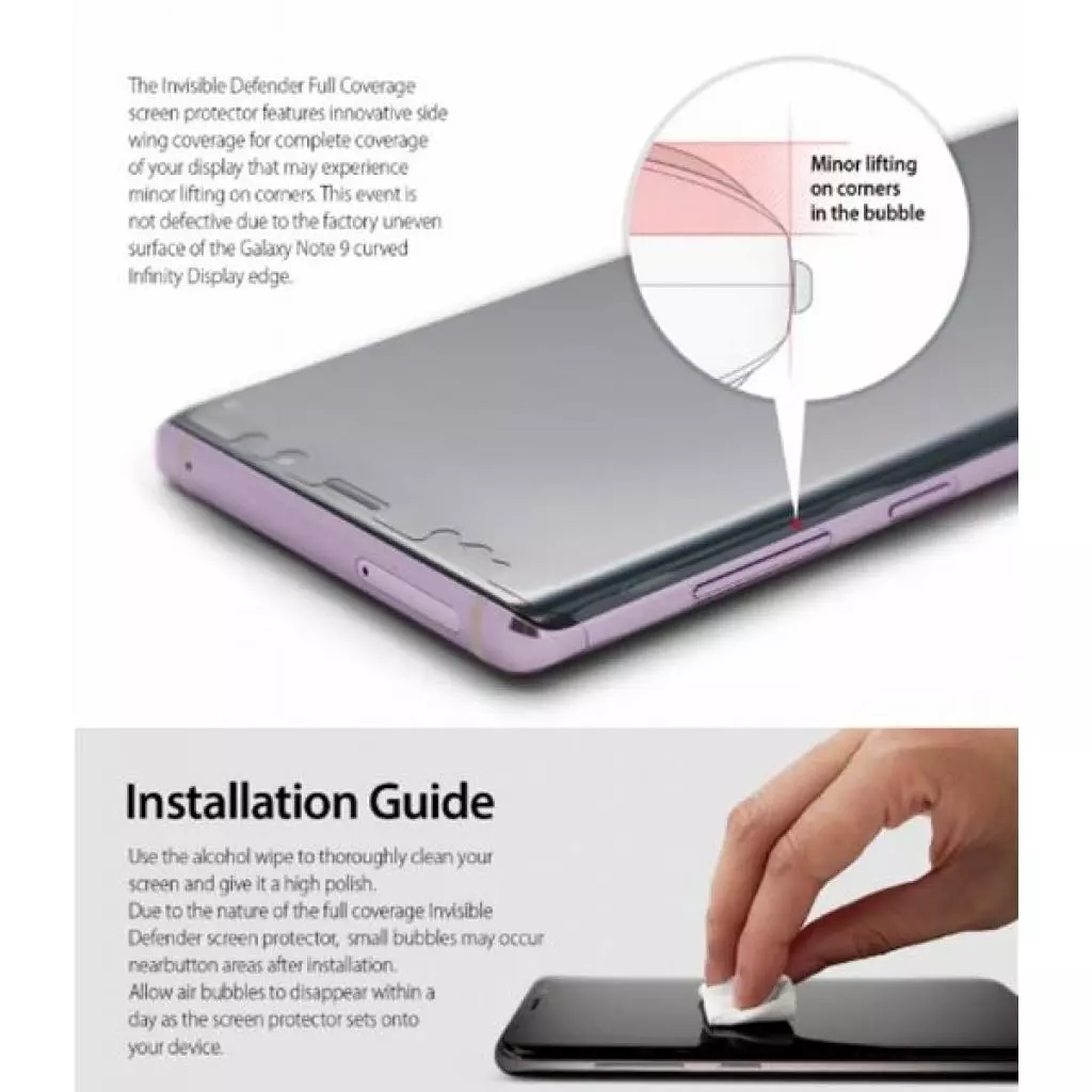 Пленка защитная Ringke для телефона Samsung Galaxy Note 9 Full Cover (RGS4470) - 8 Пленка защитная Ringke для телефона Samsung Galaxy Note 9 Full Cover (RGS4470) - 8