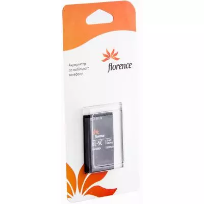 Аккумуляторная батарея для телефона Florence Nokia BL-5C 1020mA (BL-5C) - 1 Аккумуляторная батарея для телефона Florence Nokia BL-5C 1020mA (BL-5C) - 1