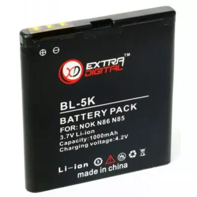 Аккумуляторная батарея для телефона Extradigital Nokia BL-5K (1000 mAh) (DV00DV6035) - 1 Аккумуляторная батарея для телефона Extradigital Nokia BL-5K (1000 mAh) (DV00DV6035) - 1