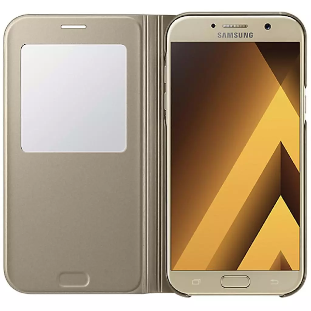 Чехол для моб. телефона Samsung для A720 - S View Standing Cover (Gold) (EF-CA720PFEGRU) - 3 Чехол для моб. телефона Samsung для A720 - S View Standing Cover (Gold) (EF-CA720PFEGRU) - 3