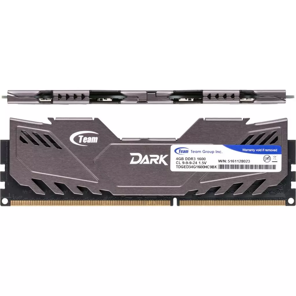 Модуль памяти для компьютера DDR3 4GB 1600 MHz Dark Series Gray Team (TDGED34G1600HC901) - 1 Модуль памяти для компьютера DDR3 4GB 1600 MHz Dark Series Gray Team (TDGED34G1600HC901) - 1