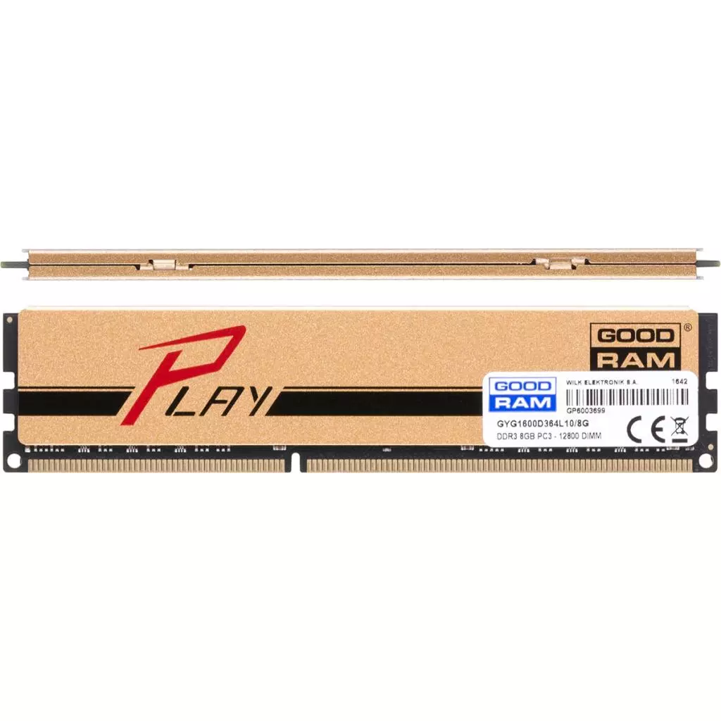Модуль памяти для компьютера DDR3 8GB 1600 MHz PLAY Gold Goodram (GYG1600D364L10/8G) - 2 Модуль памяти для компьютера DDR3 8GB 1600 MHz PLAY Gold Goodram (GYG1600D364L10/8G) - 2
