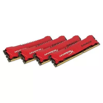 Модуль памяти для компьютера DDR3 32GB (4x8GB) 2133 MHz Savage Red Kingston Fury (ex.HyperX) (HX321C11SRK4/32) - 1