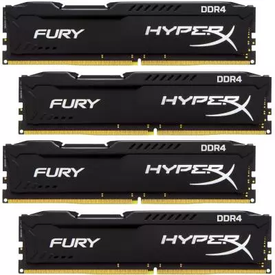 Модуль памяти для компьютера DDR4 16GB (4x4GB) 2400 MHz Fury Blac Kingston Fury (ex.HyperX) (HX424C15FBK4/16)