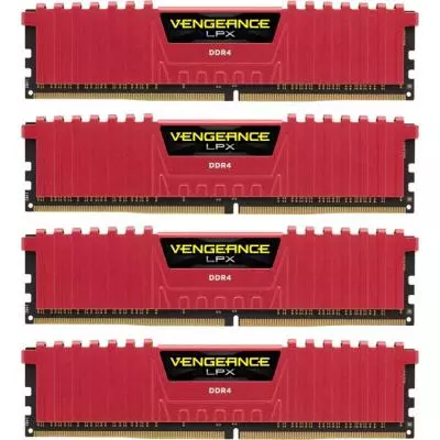 Модуль памяти для компьютера DDR4 16GB (4x4GB) 3000 MHz Vengeance LPX Red Corsair (CMK16GX4M4B3000C15R)