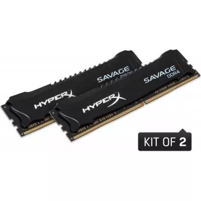 Модуль памяти для компьютера DDR4 8GB (2x4GB) 2400 MHz Savage Black Kingston Fury (ex.HyperX) (HX424C12SBK2/8) - 1