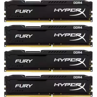 Модуль памяти для компьютера DDR4 32GB (4x8GB) 2666 MHz Fury Black Kingston Fury (ex.HyperX) (HX426C15FBK4/32)