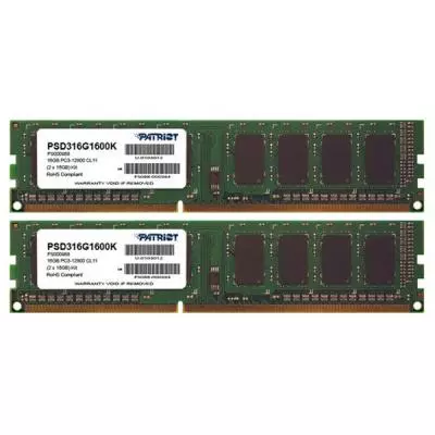 Модуль памяти для компьютера DDR3 16GB (2x8GB) 1600 MHz Patriot (PSD316G1600K)