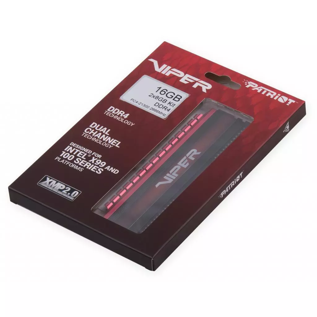 Модуль памяти для компьютера DDR4 16GB (2x8GB) 2666 MHz PE-V4 BLK/RED DUALCH Patriot (PV416G266C5K) - 3 Модуль памяти для компьютера DDR4 16GB (2x8GB) 2666 MHz PE-V4 BLK/RED DUALCH Patriot (PV416G266C5K) - 3
