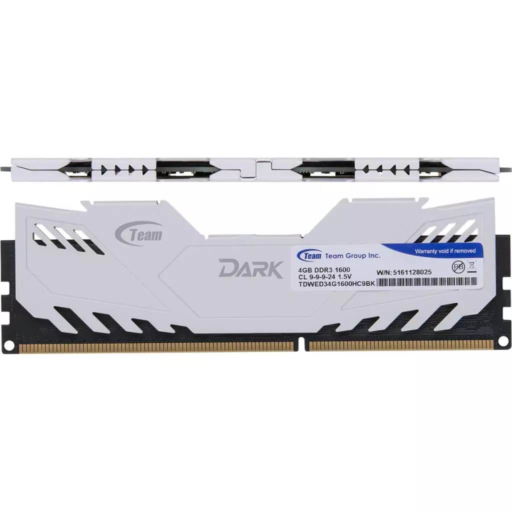 Модуль памяти для компьютера DDR3 4GB 1600 MHz Dark Series White Team (TDWED34G1600HC901) - 1