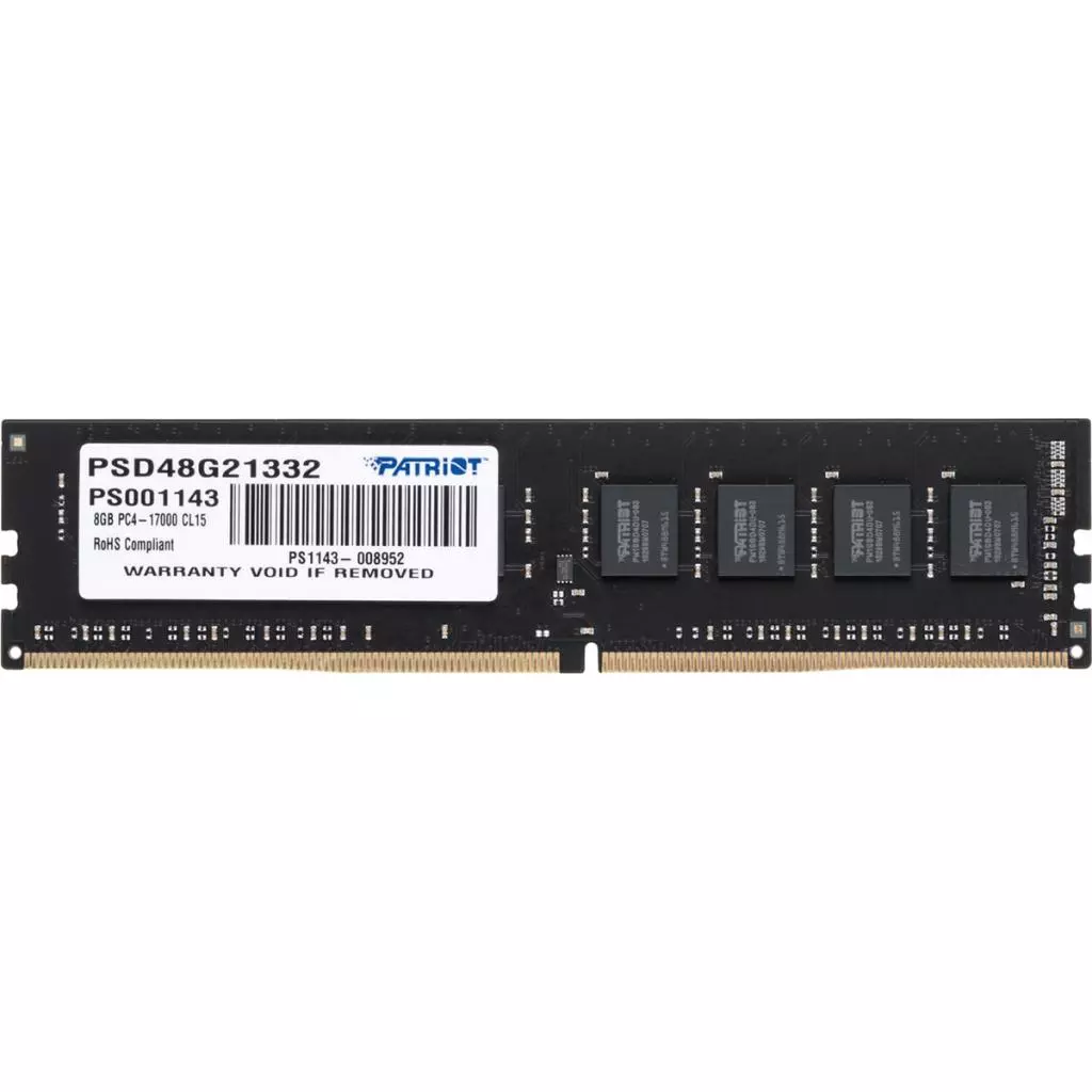 Модуль памяти для компьютера DDR4 8GB 2133 MHz Patriot (PSD48G21332) - 1 Модуль памяти для компьютера DDR4 8GB 2133 MHz Patriot (PSD48G21332) - 1