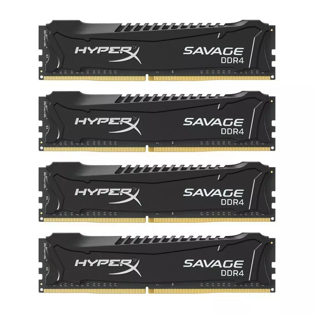 Модуль памяти для компьютера DDR4 64GB (4x16GB) 2666 MHz HyperX Savage BLACK Kingston Fury (ex.HyperX) (HX426C15SBK4/64)