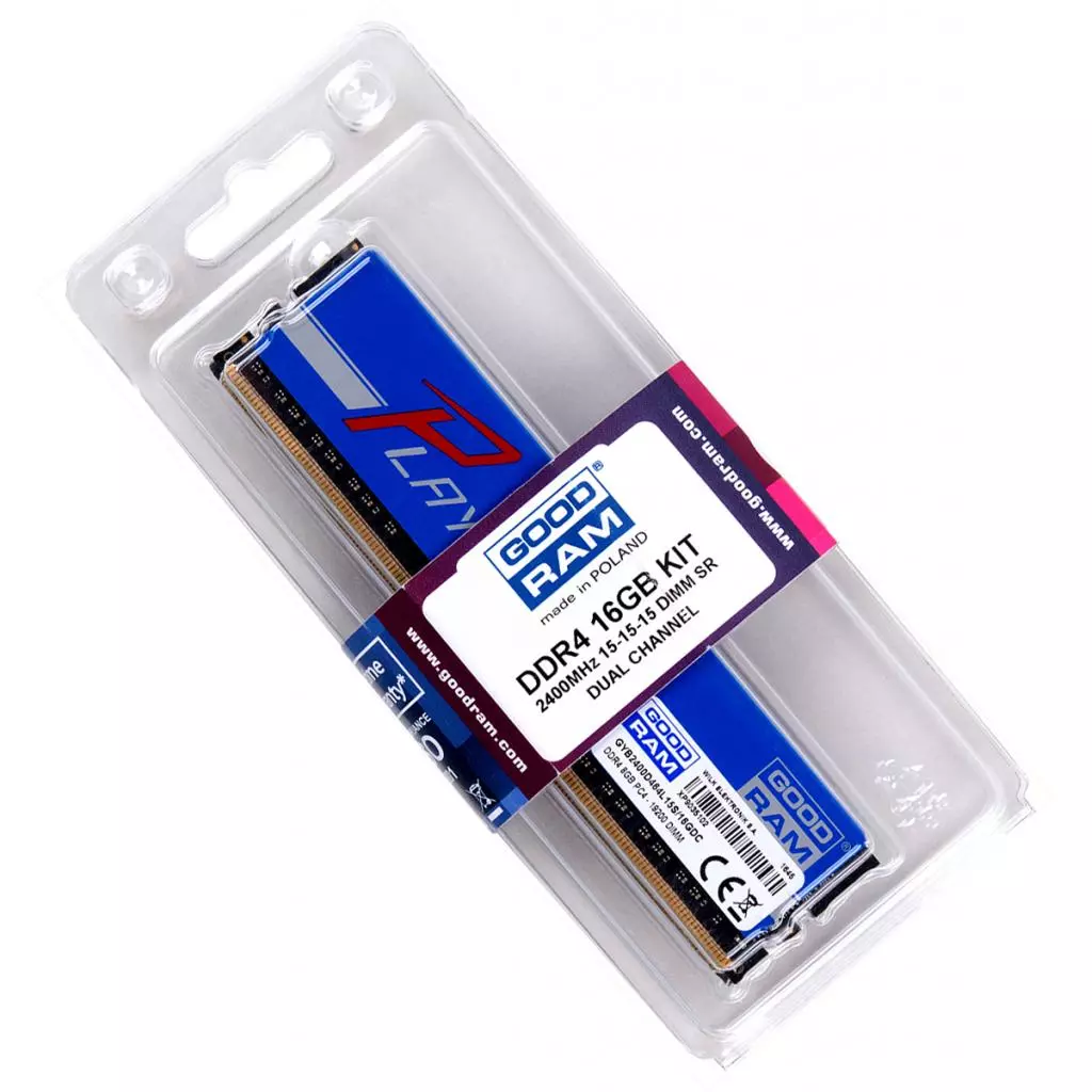 Модуль памяти для компьютера DDR4 16GB (2x8GB) 2400 MHz PLAY Blue Goodram (GYB2400D464L15S/16GDC) - 2 Модуль памяти для компьютера DDR4 16GB (2x8GB) 2400 MHz PLAY Blue Goodram (GYB2400D464L15S/16GDC) - 2