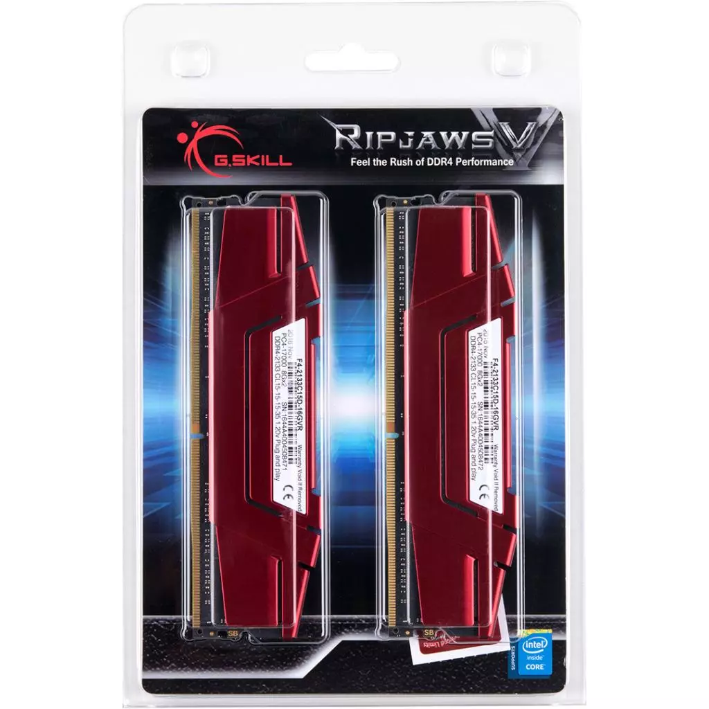 Модуль памяти для компьютера DDR4 16GB (2x8GB) 2133 MHz RipjawsV G.Skill (F4-2133C15D-16GVR) - 6 Модуль памяти для компьютера DDR4 16GB (2x8GB) 2133 MHz RipjawsV G.Skill (F4-2133C15D-16GVR) - 6