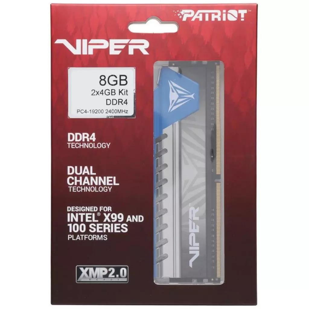 Модуль памяти для компьютера DDR4 8GB (2x4GB) 2400 MHz Viper Elite Blue Patriot (PVE48G240C5KBL) - 1 Модуль памяти для компьютера DDR4 8GB (2x4GB) 2400 MHz Viper Elite Blue Patriot (PVE48G240C5KBL) - 1