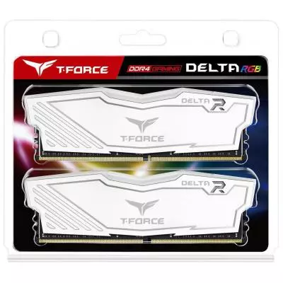 Модуль памяти для компьютера DDR4 16GB (2x8GB) 2666 MHz T-Force Delta White RGB Team (TF4D416G2666HC15BDC01) - 2