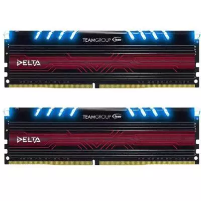 Модуль памяти для компьютера DDR4 8GB (2x4GB) 2400 MHz T-Force Delta Blue LED Team (TDTBD48G2400HC15ADC01)
