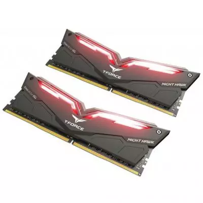 Модуль памяти для компьютера DDR4 16GB (2x8GB) 2666 MHz T-Force Night Hawk Black LED/Red Team (THRD416G2666HC15BDC01) - 1 Модуль памяти для компьютера DDR4 16GB (2x8GB) 2666 MHz T-Force Night Hawk Black LED/Red Team (THRD416G2666HC15BDC01) - 1