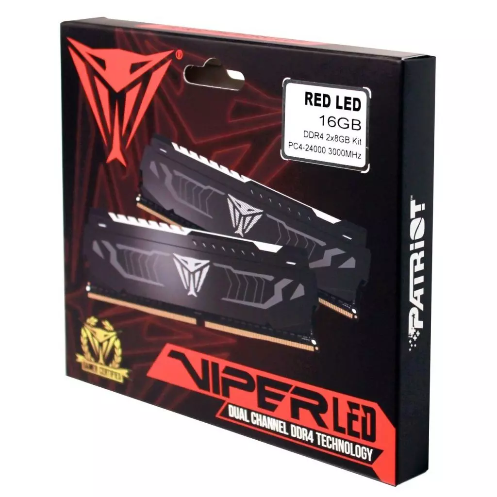 Модуль памяти для компьютера DDR4 16GB (2x8GB) 2400 MHz LED SERIES RED Patriot (PVLR416G240C4K) - 3 Модуль памяти для компьютера DDR4 16GB (2x8GB) 2400 MHz LED SERIES RED Patriot (PVLR416G240C4K) - 3