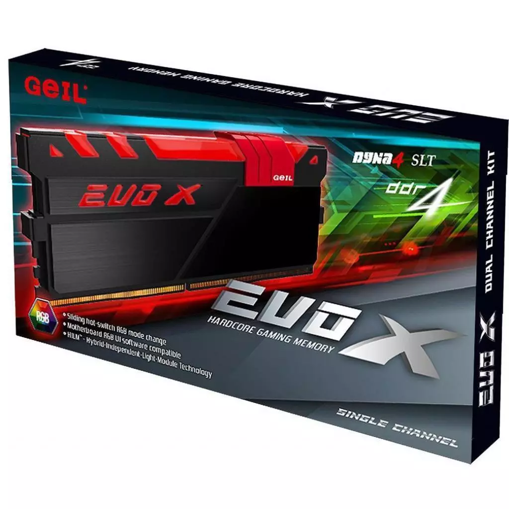 Модуль памяти для компьютера DDR4 32GB (2x16GB) 2400 MHz EVO X Black RGB LED Geil (GEXB432GB2400C16DC) - 1