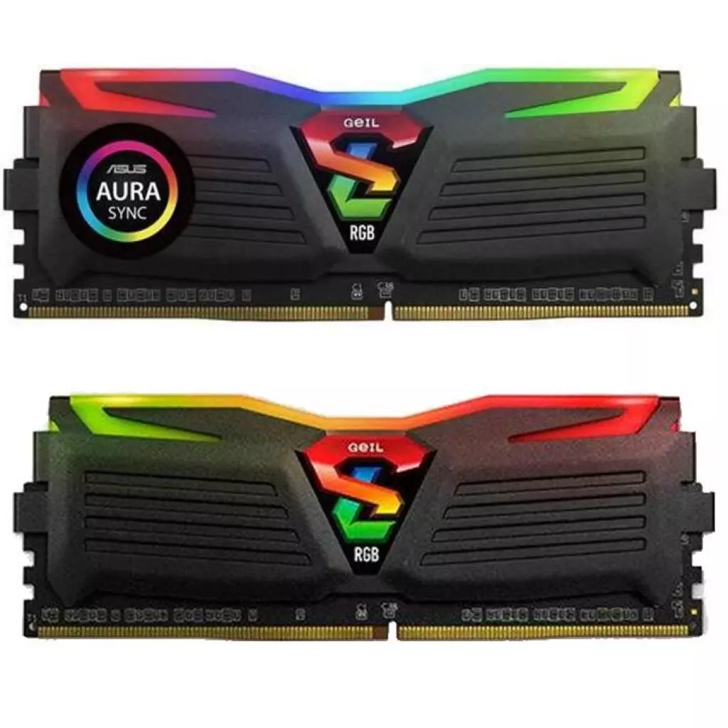 Модуль памяти для компьютера DDR4 16GB (2x8GB) 3000 MHz Super Luce Black RGB Sync LED Geil (GLS416GB3000C16ADC)