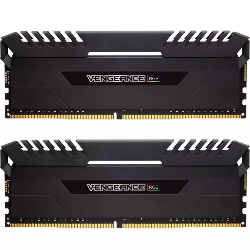 Модуль памяти для компьютера DDR4 16GB (2x8GB) 2666 MHz Vengeance RGB Black Corsair (CMR16GX4M2A2666C16)