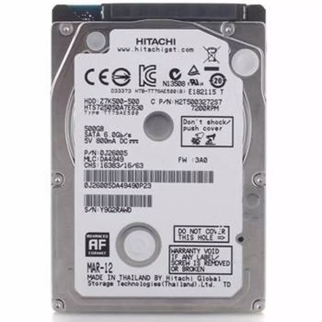Жесткий диск для ноутбука 2.5" 500GB WDC Hitachi HGST (0J26005 / HTS725050A7E630)