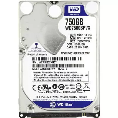 Жесткий диск для ноутбука 2.5" 750GB WD (#WD7500BPVX-FR#)