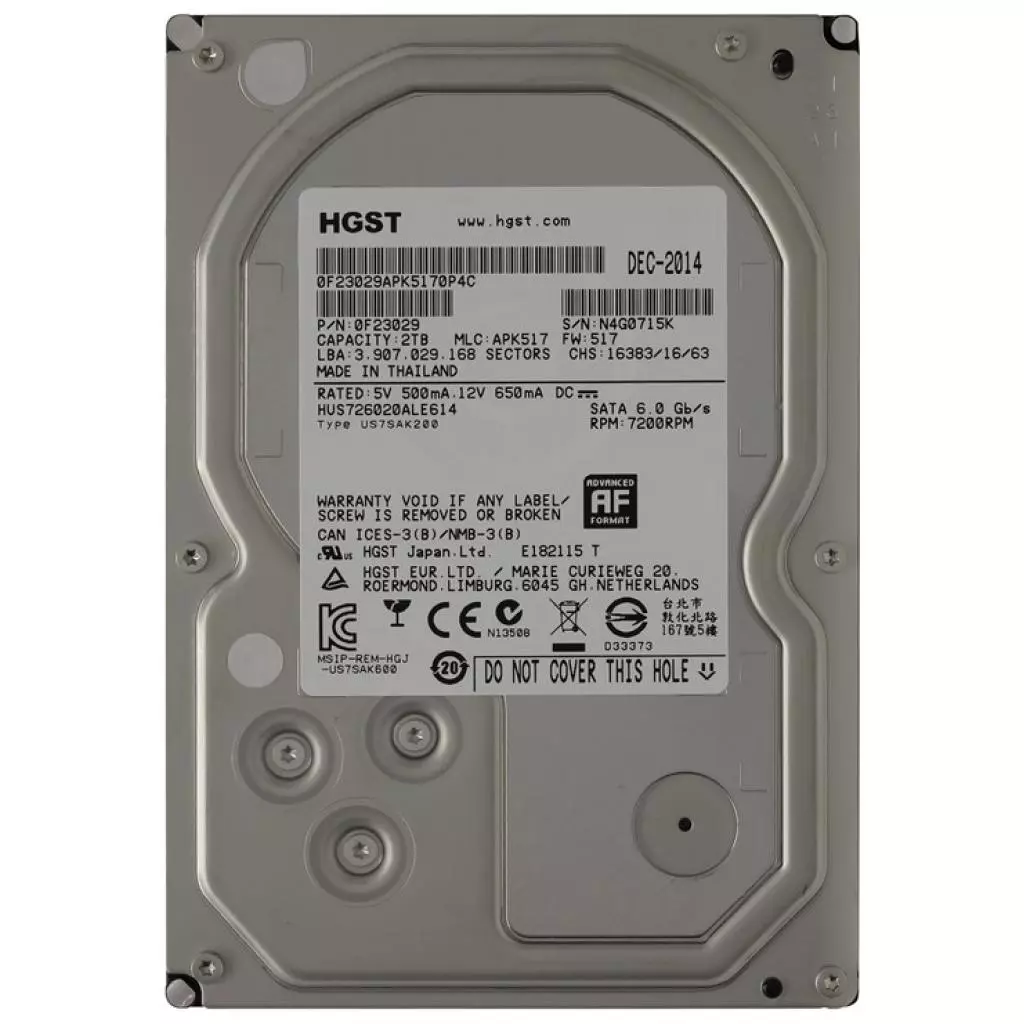 Жесткий диск 3.5" 2TB WDC Hitachi HGST (0F23029 / HUS726020ALE614)
