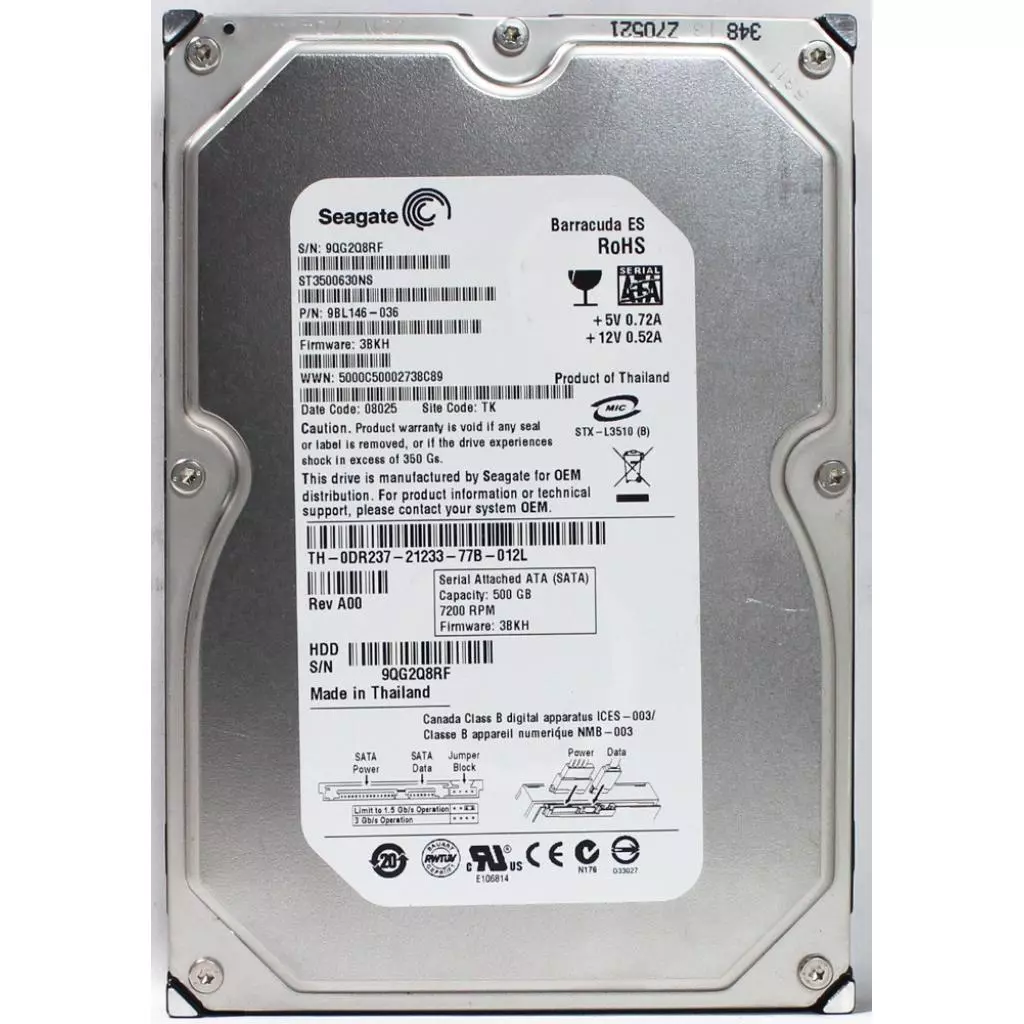 Жесткий диск 3.5"  500GB Seagate (# ST3500630NS #)
