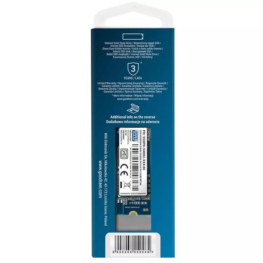Накопитель SSD M.2 2280 480GB Goodram (SSDPR-S400U-480-80) - 1 Накопитель SSD M.2 2280 480GB Goodram (SSDPR-S400U-480-80) - 1