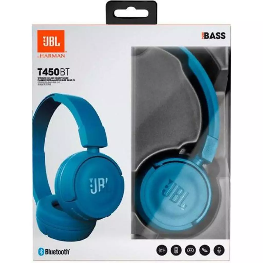 Наушники JBL T450ВТ Blue (JBLT450BTBLU) - 4 Наушники JBL T450ВТ Blue (JBLT450BTBLU) - 4
