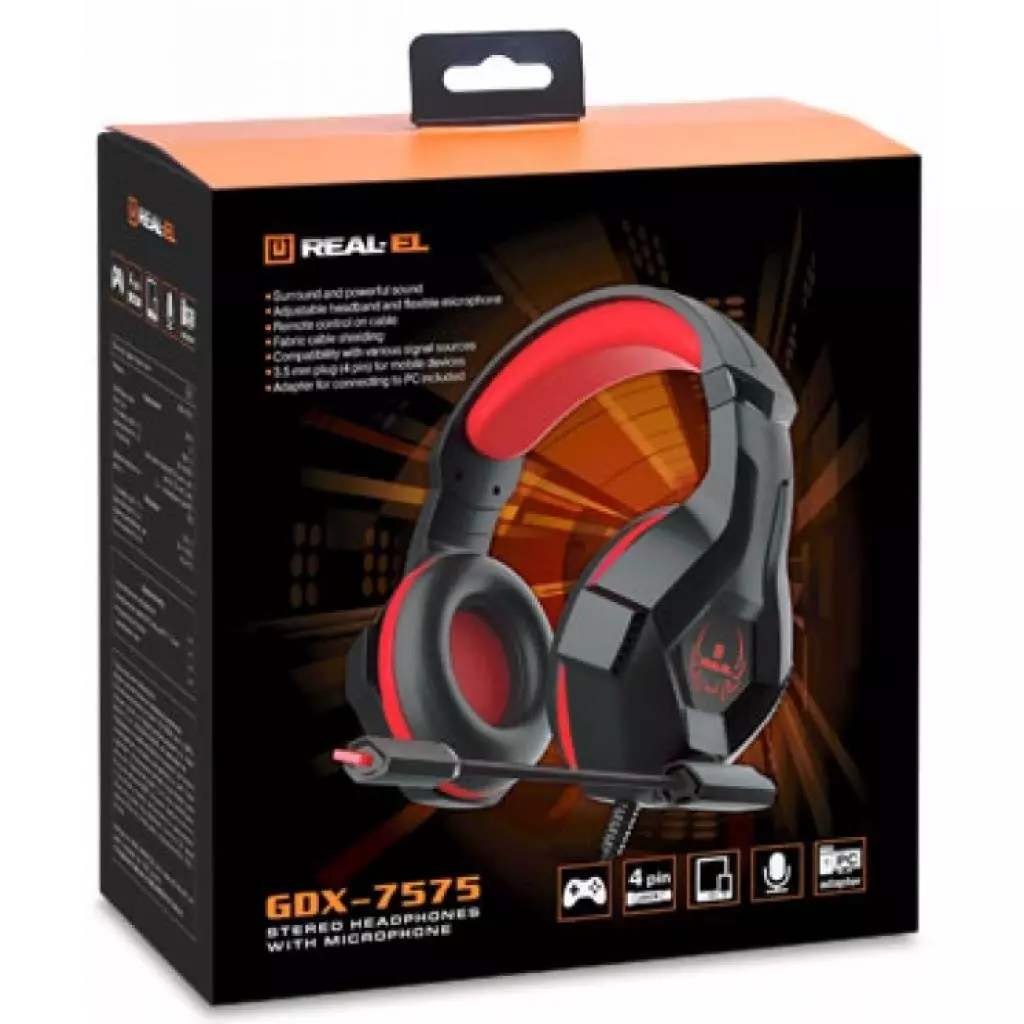Наушники REAL-EL GDX-7575 Black-Red - 3 Наушники REAL-EL GDX-7575 Black-Red - 3