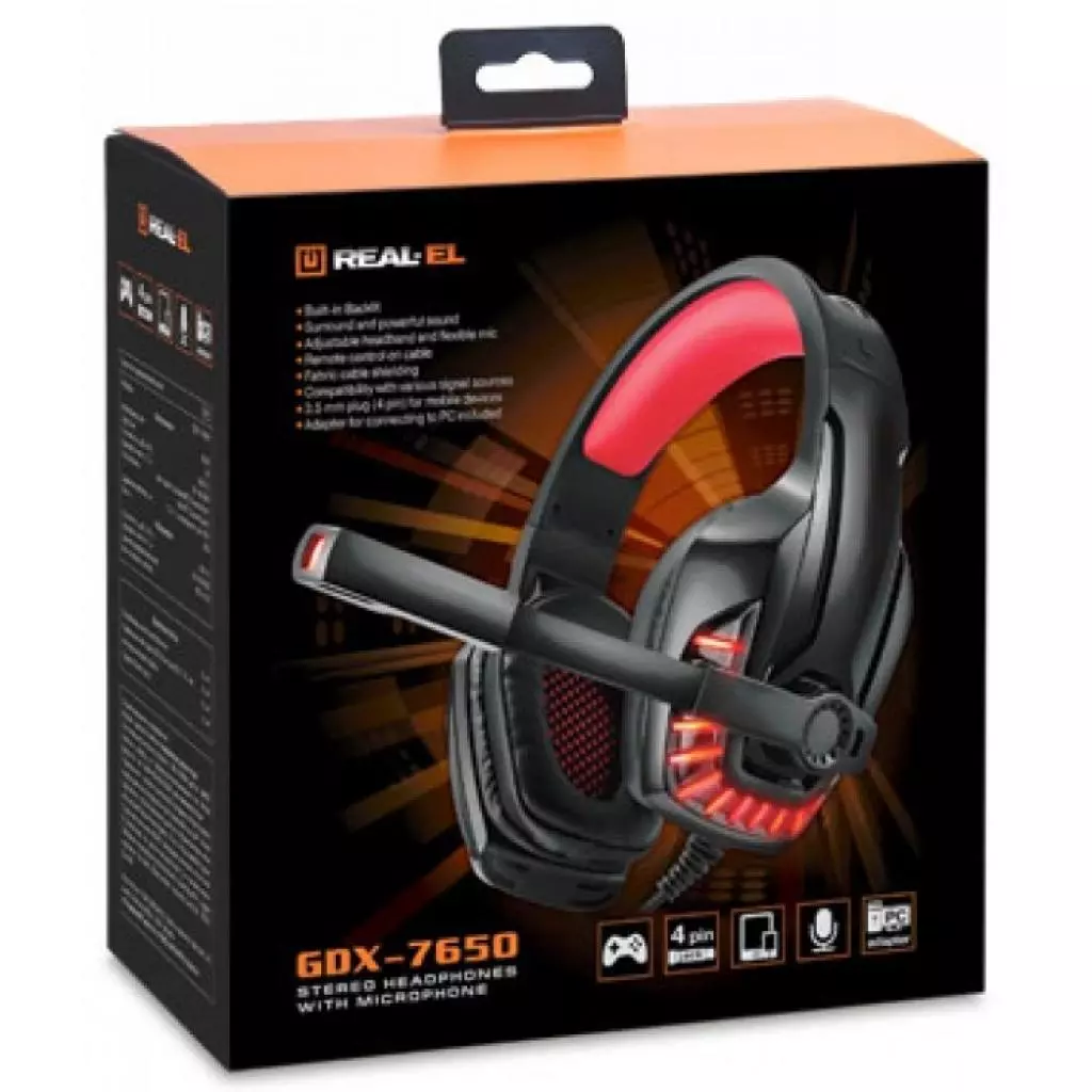 Наушники REAL-EL GDX-7650 Black-Red - 10 Наушники REAL-EL GDX-7650 Black-Red - 10