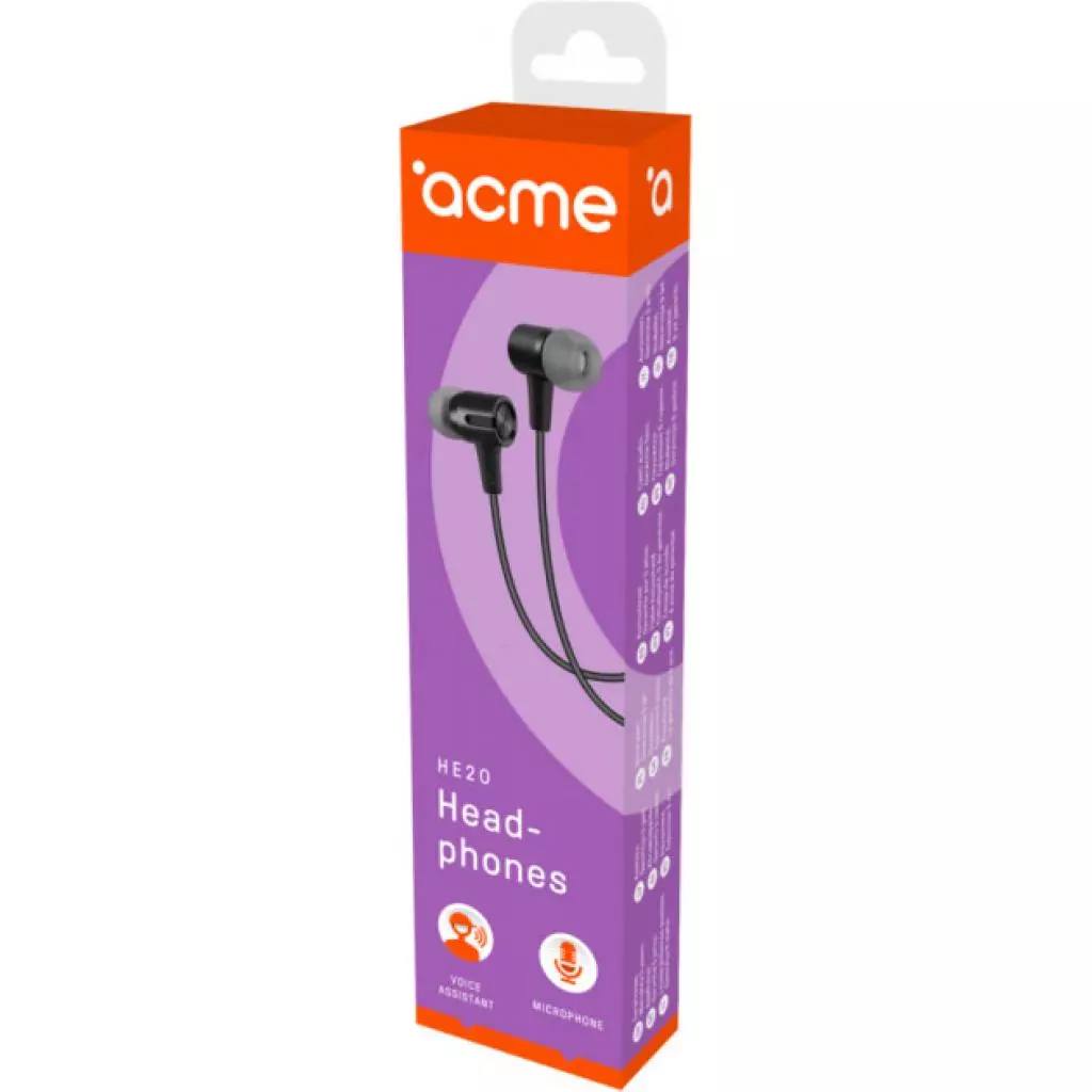 Наушники ACME HE20 Earphones With Mic (4770070880913) - 4 Наушники ACME HE20 Earphones With Mic (4770070880913) - 4