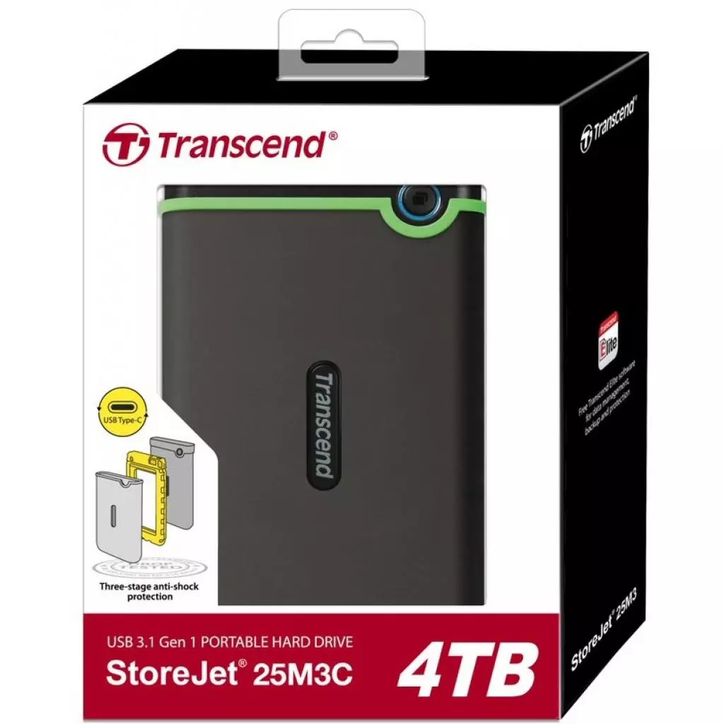 Внешний жесткий диск 2.5" 4TB Transcend (TS4TSJ25M3C) - 3 Внешний жесткий диск 2.5" 4TB Transcend (TS4TSJ25M3C) - 3