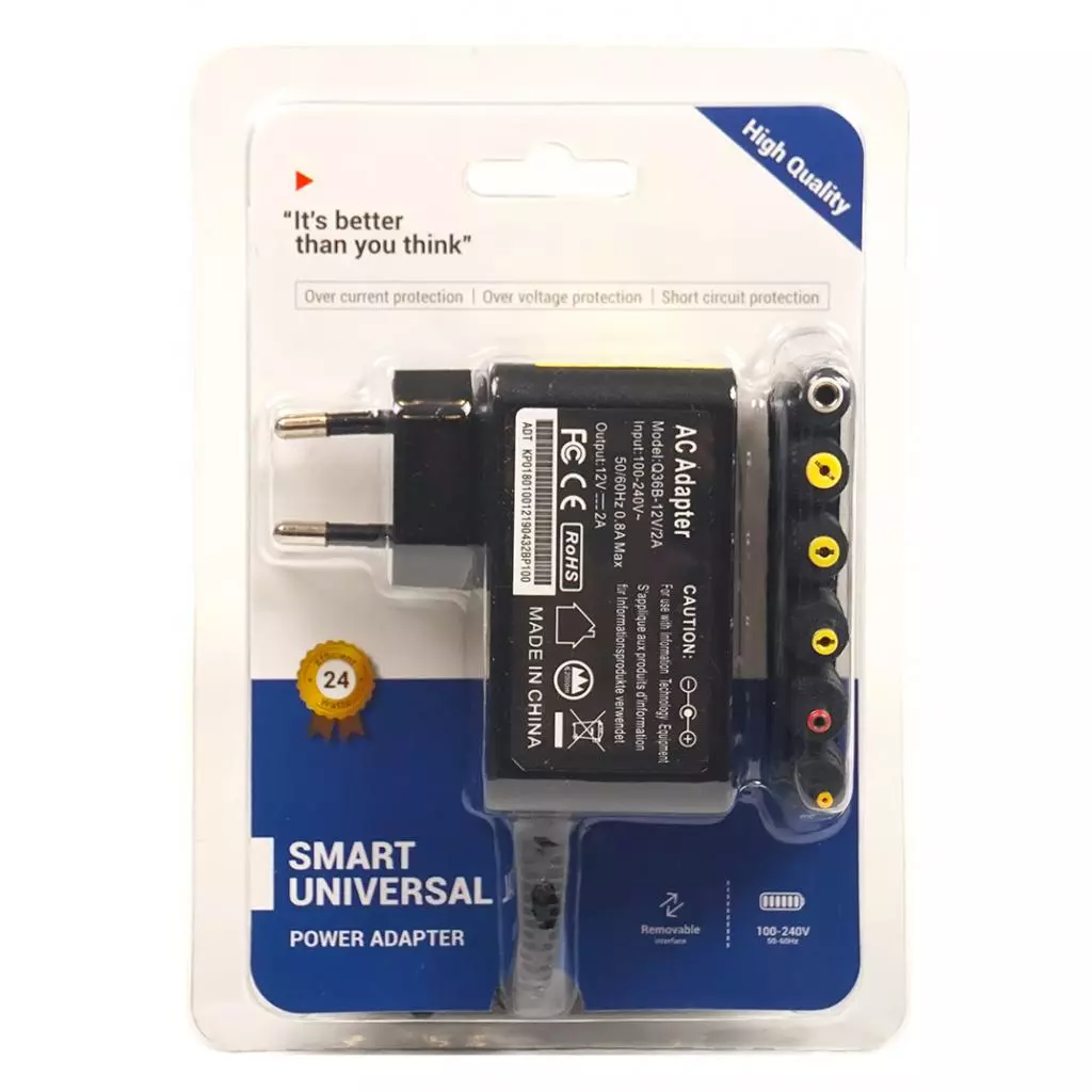 Блок питания к ноутбуку PowerPlant 24W Универсальный, 12V, 2A (KD00MS0054) - 3 Блок питания к ноутбуку PowerPlant 24W Универсальный, 12V, 2A (KD00MS0054) - 3