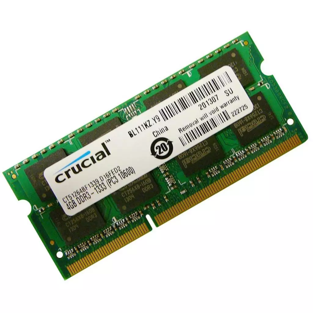 Модуль памяти для ноутбука SoDIMM DDR3 4GB 1333 MHz Micron (CT51264BF1339) - 1 Модуль памяти для ноутбука SoDIMM DDR3 4GB 1333 MHz Micron (CT51264BF1339) - 1