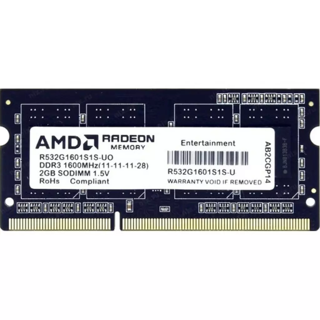 Модуль памяти для ноутбука SoDIMM DDR3 2GB 1600 MHz AMD (R532G1601S1S-U)