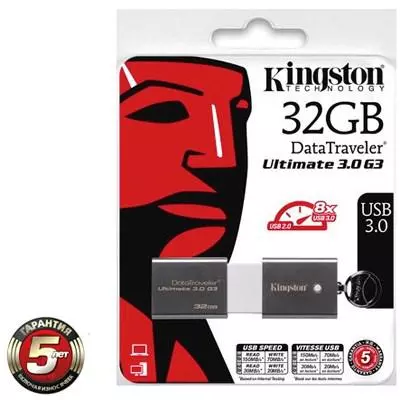 USB флеш накопитель Kingston 32Gb DataTraveler 	Ultimate G3 USB3.0 (DTU30G3/32GB) - 2 USB флеш накопитель Kingston 32Gb DataTraveler 	Ultimate G3 USB3.0 (DTU30G3/32GB) - 2
