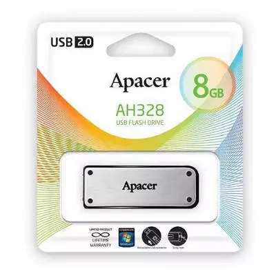 USB флеш накопитель Apacer 8GB AH328 Silver RP USB2.0 (AP8GAH328S-1) - 7 USB флеш накопитель Apacer 8GB AH328 Silver RP USB2.0 (AP8GAH328S-1) - 7