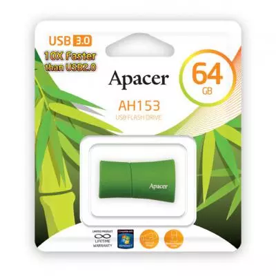 USB флеш накопитель Apacer 64GB AH153 Green RP USB3.0 (AP64GAH153G-1) - 4