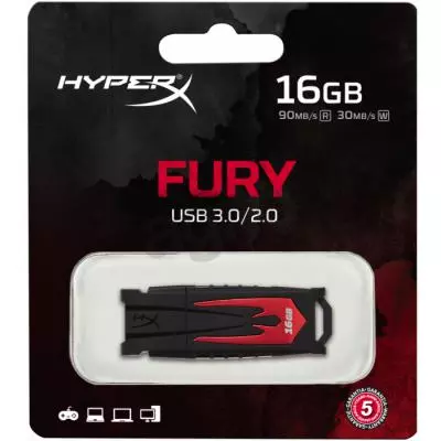 USB флеш накопитель Kingston 16GB HyperX Fury USB 3.0 (HXF30/16GB) - 3 USB флеш накопитель Kingston 16GB HyperX Fury USB 3.0 (HXF30/16GB) - 3