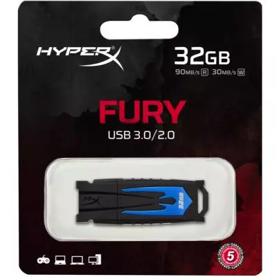 USB флеш накопитель Kingston 32GB HyperX Fury USB 3.0 (HXF30/32GB) - 3 USB флеш накопитель Kingston 32GB HyperX Fury USB 3.0 (HXF30/32GB) - 3