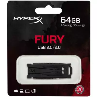 USB флеш накопитель Kingston 64GB HyperX Fury USB 3.0 (HXF30/64GB) - 3 USB флеш накопитель Kingston 64GB HyperX Fury USB 3.0 (HXF30/64GB) - 3