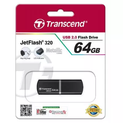 USB флеш накопитель Transcend 64GB JetFlash 320 USB 2.0 (TS64GJF320K) - 4